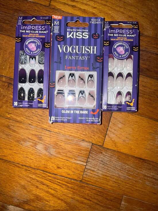 KISS Other - Lot of 3 KISS Halloween imPRESS & Voguish Fantasy Glow in the Dark Press-On Nail
